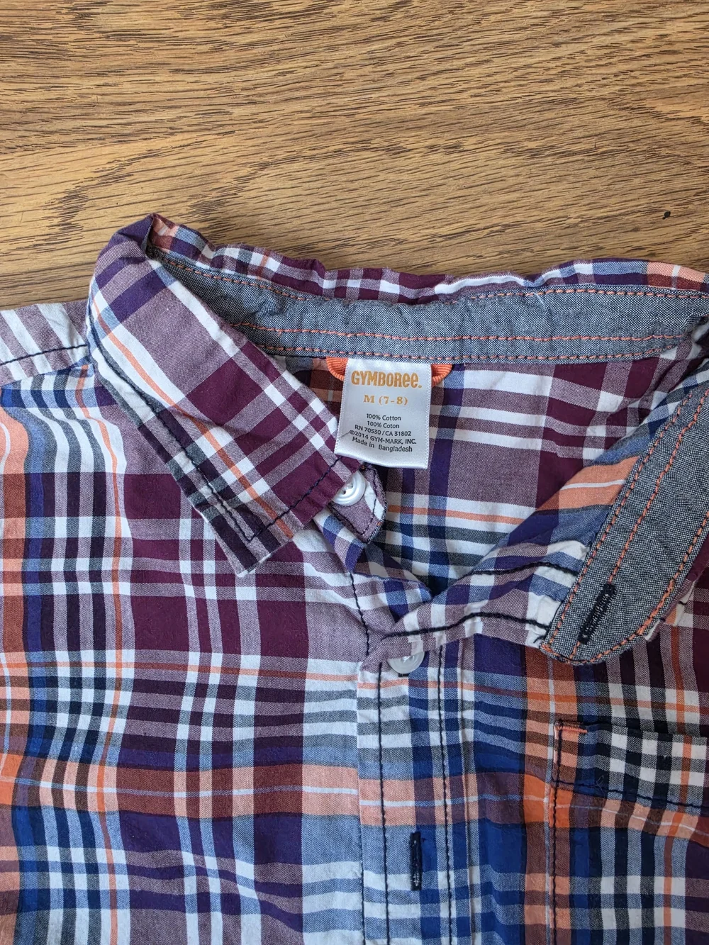 Gymboree Boys Plaid Button-Up Shirt - Maroon, Blue, Orange, White